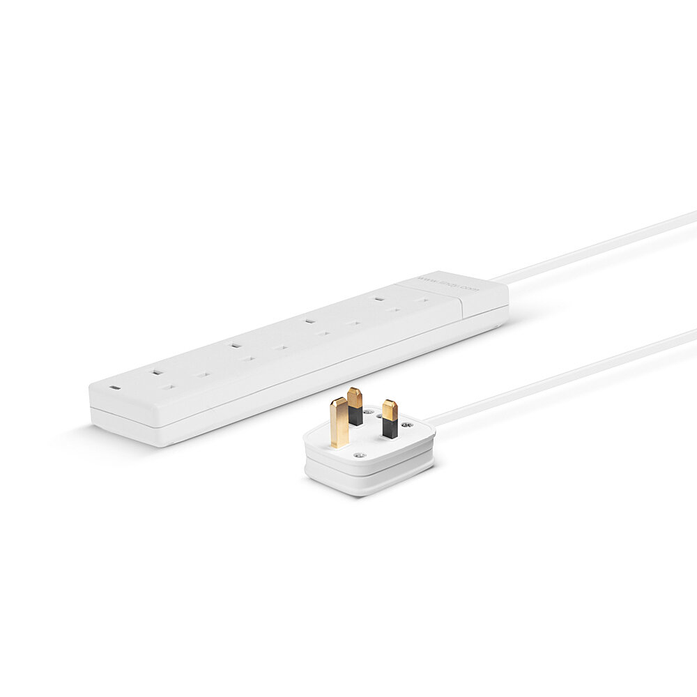 LINDY Mains 4 Way Gang Socket White 2m