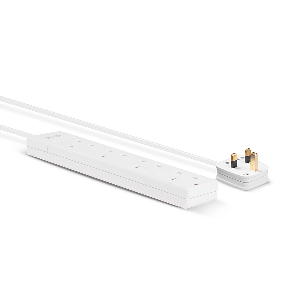LINDY Mains 4 Way Gang Socket White 2m