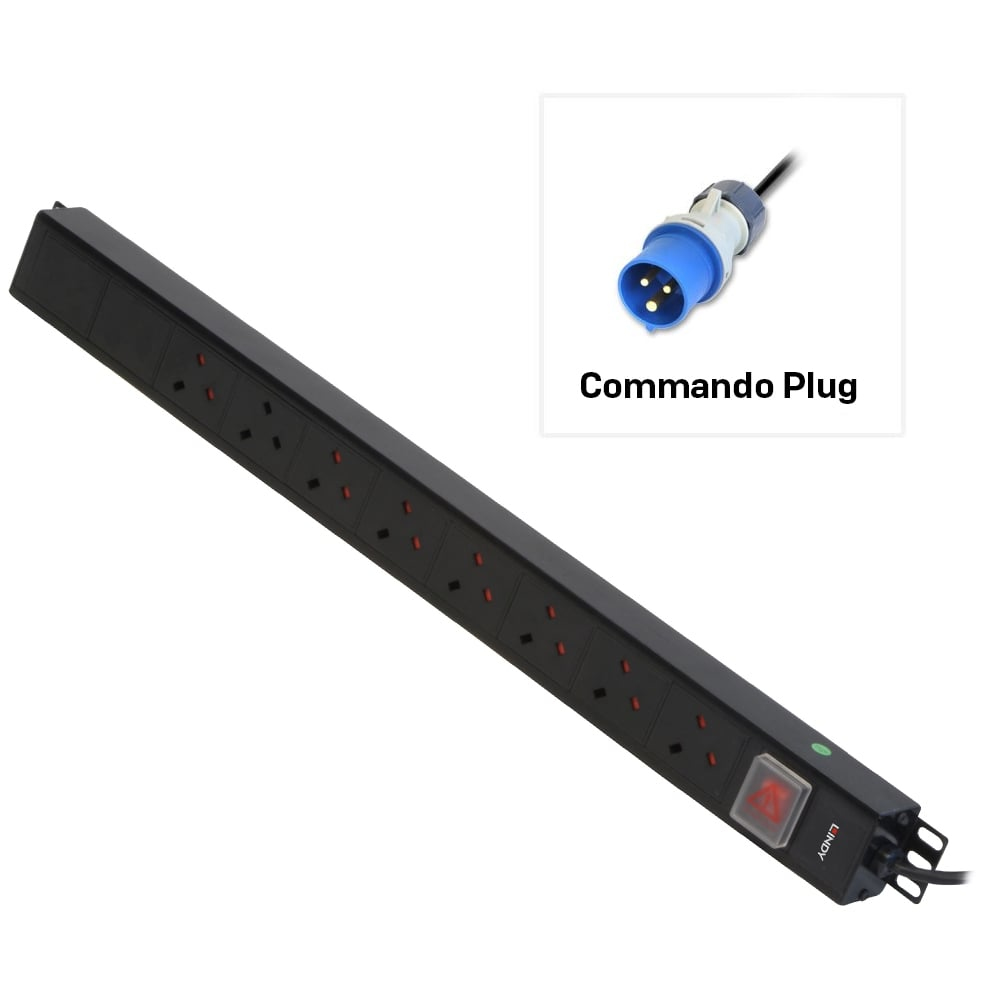 LINDY Vertical 8 Way Pdu 8x Uk Uk Sockets To 16a Commando Plug