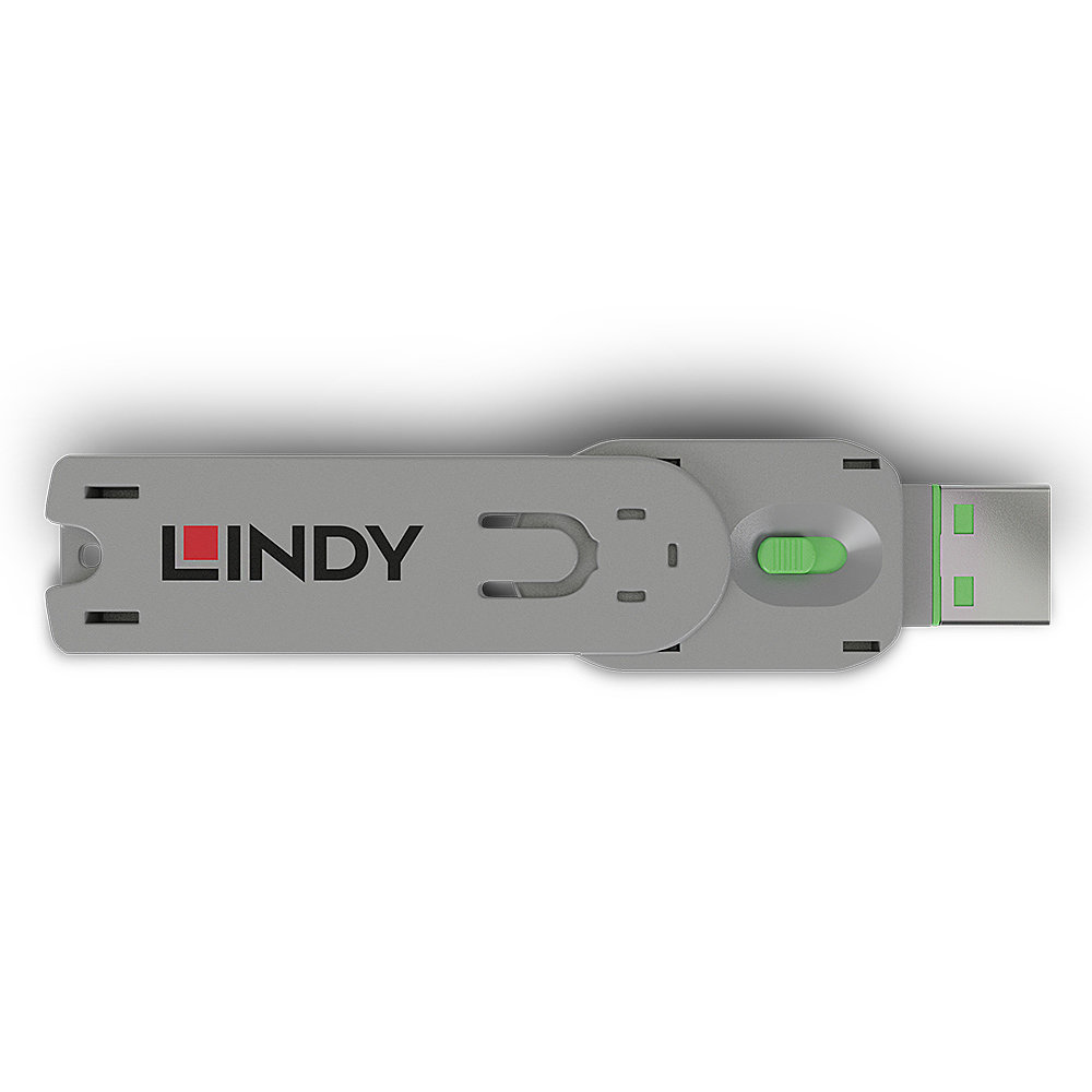 LINDY USB Type A Port Blocker Key Green