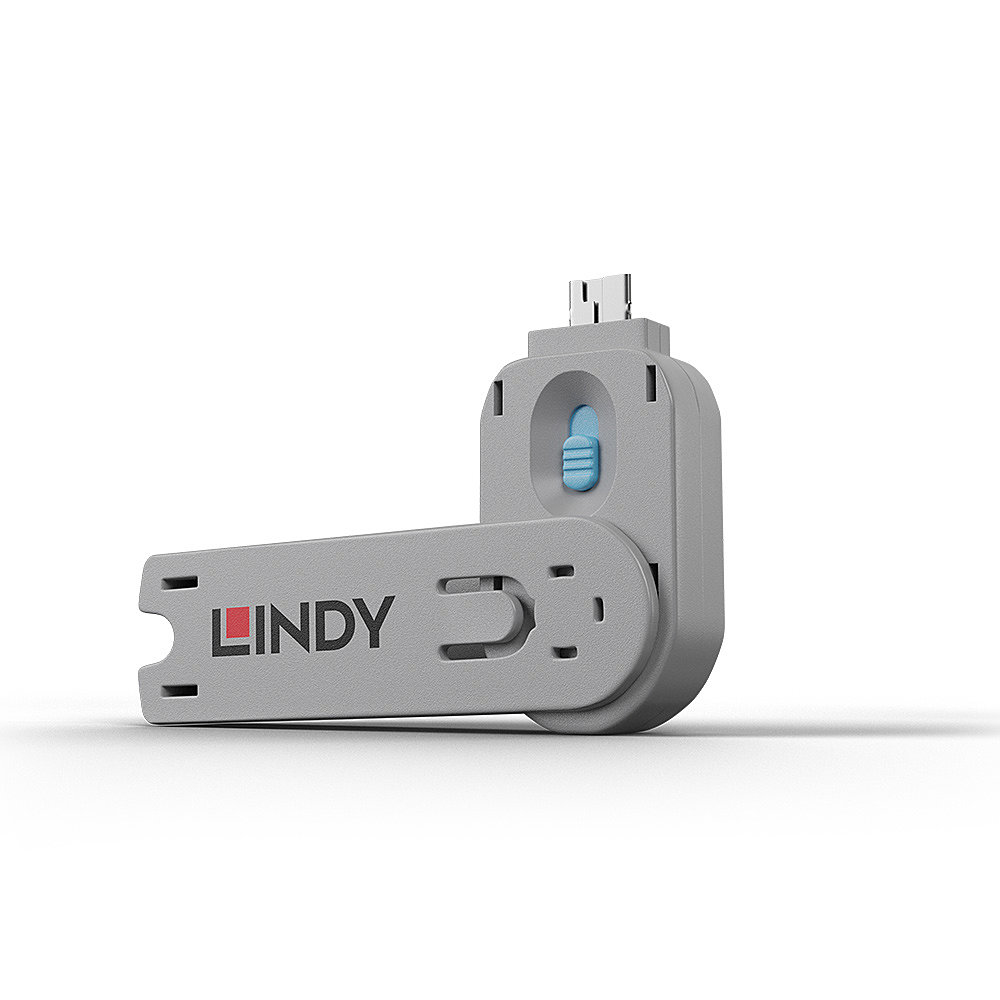 LINDY USB Type A Port Blocker Key Blue