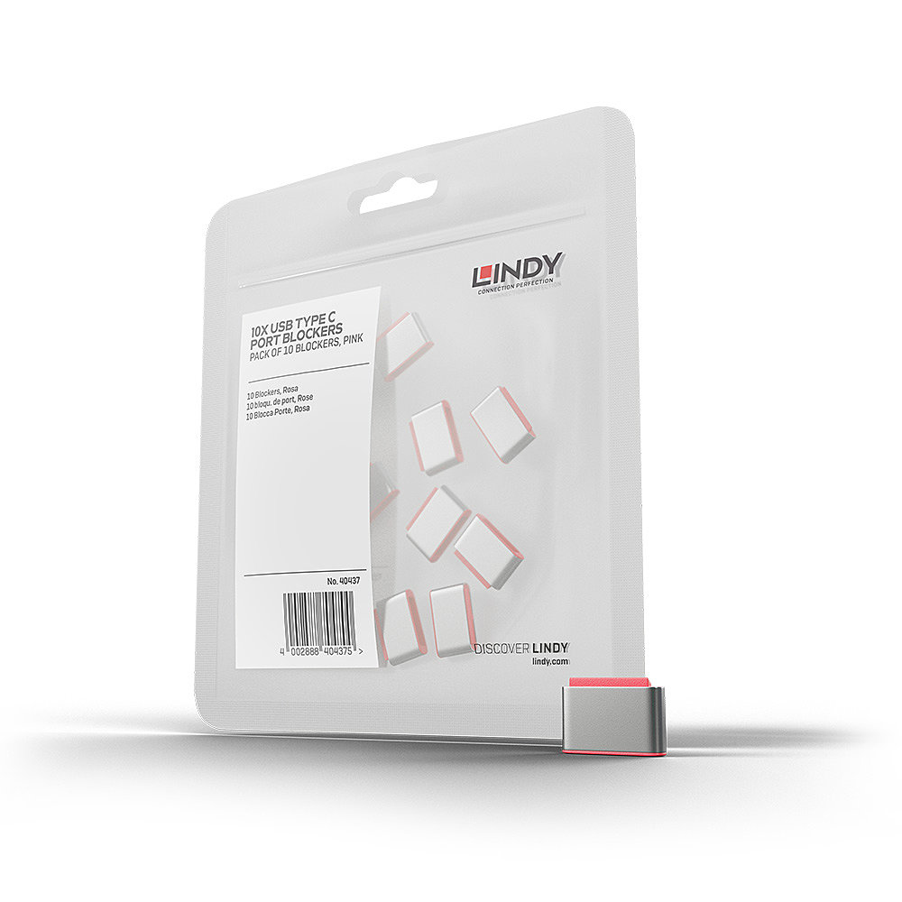 LINDY USB Type C Port Blockers 9 Without Key -pack Of 10 Pink