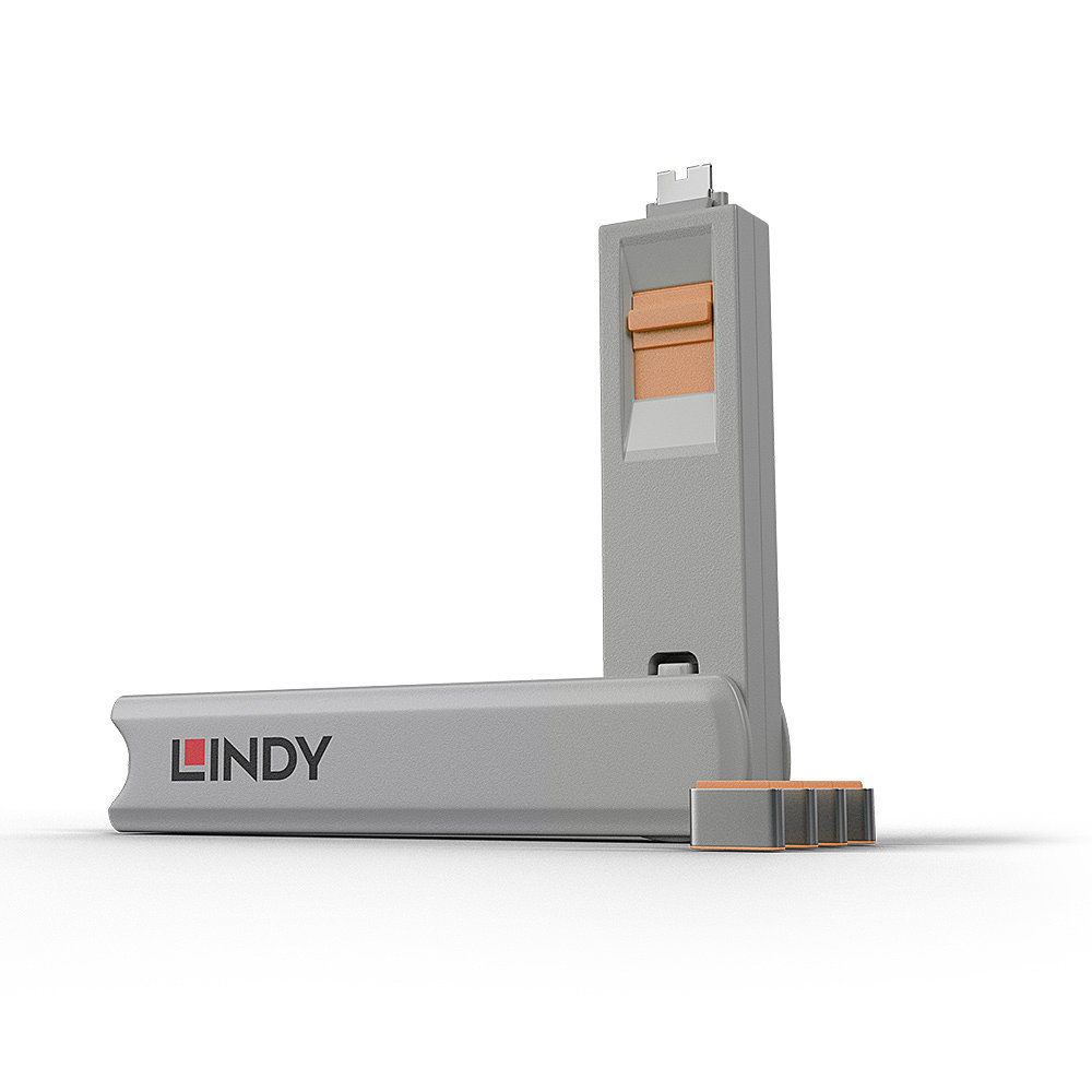 LINDY USB Type C Port Blocker Key-pack Of 4 Blockers Orange