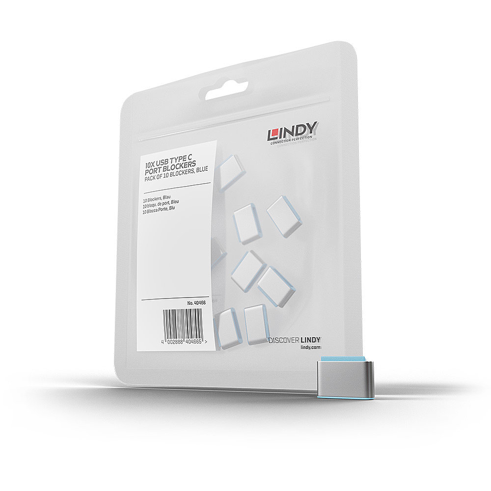 LINDY USB Type C Port Blockers Without Key -pack Of 10 Blue