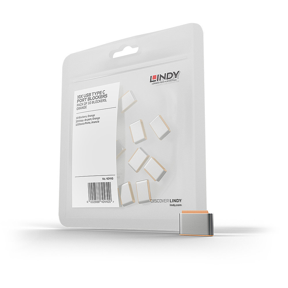 LINDY USB Type C Port Blockers Without Key -pack Of 10 Orange