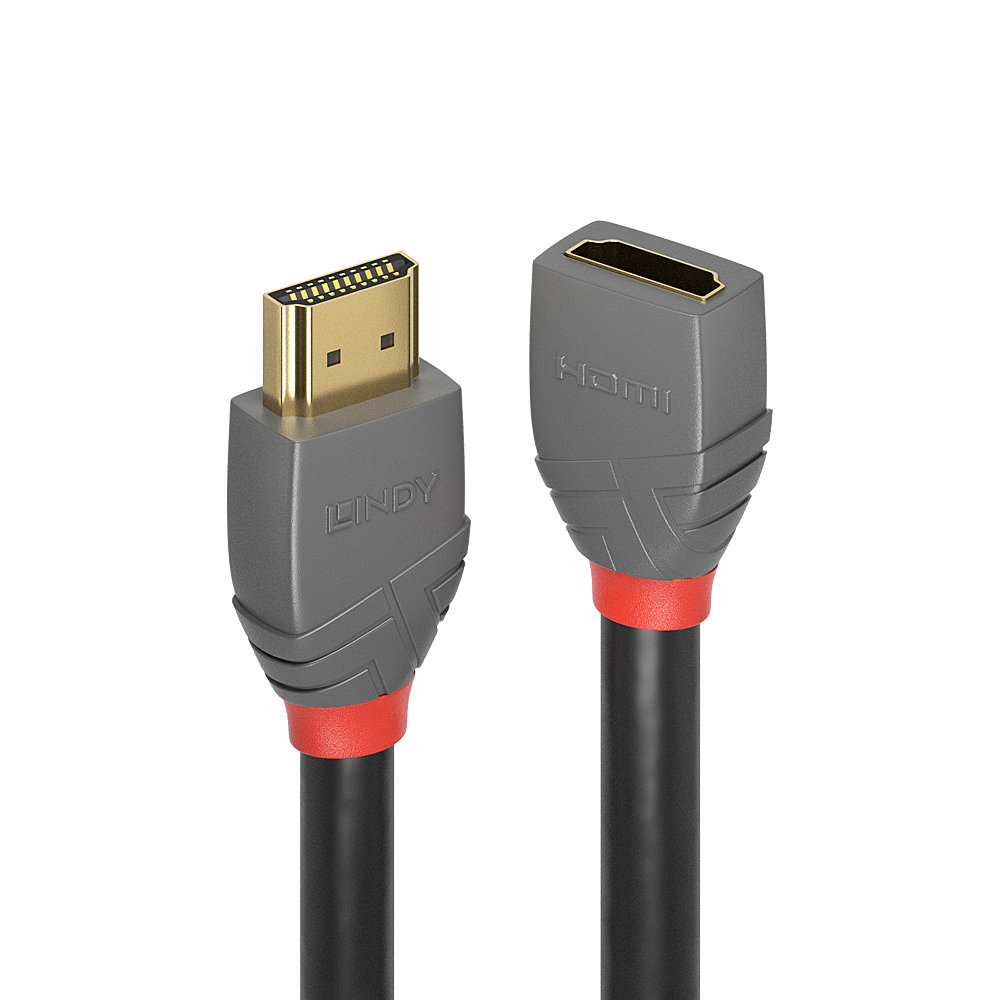 LINDY Extension Cable - High Speed Hdmi Male - High Speed Hdmi Female - Anthraline Black - 50cm
