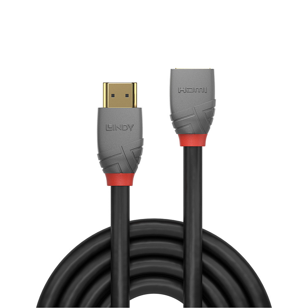 LINDY Extension Cable - High Speed Hdmi Male - High Speed Hdmi Female - Anthraline Black - 50cm