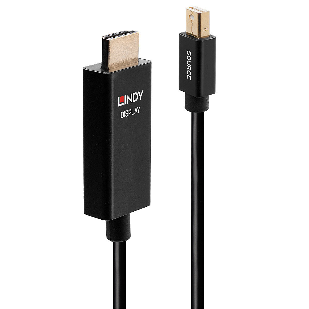 LINDY Cable - Active Mini DisplayPort - Hdmi - Black - 2m With Hdr