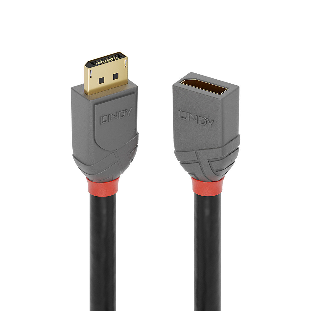 LINDY Extension Cable - DisplayPort 1.4 Male -  DisplayPort 1.4 Female - Anthraline Black - 3m