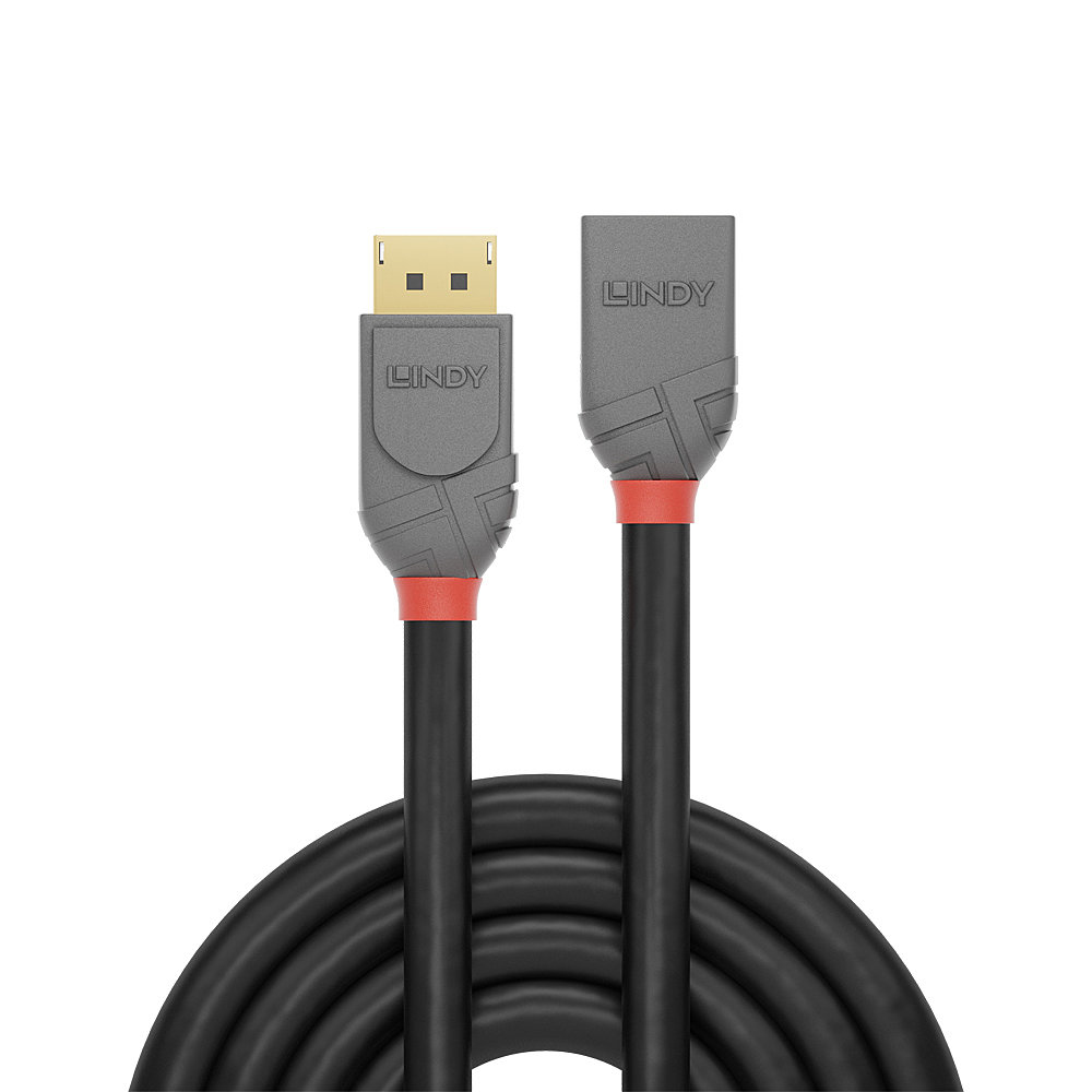 LINDY Extension Cable - DisplayPort 1.4 Male -  DisplayPort 1.4 Female - Anthraline Black - 3m
