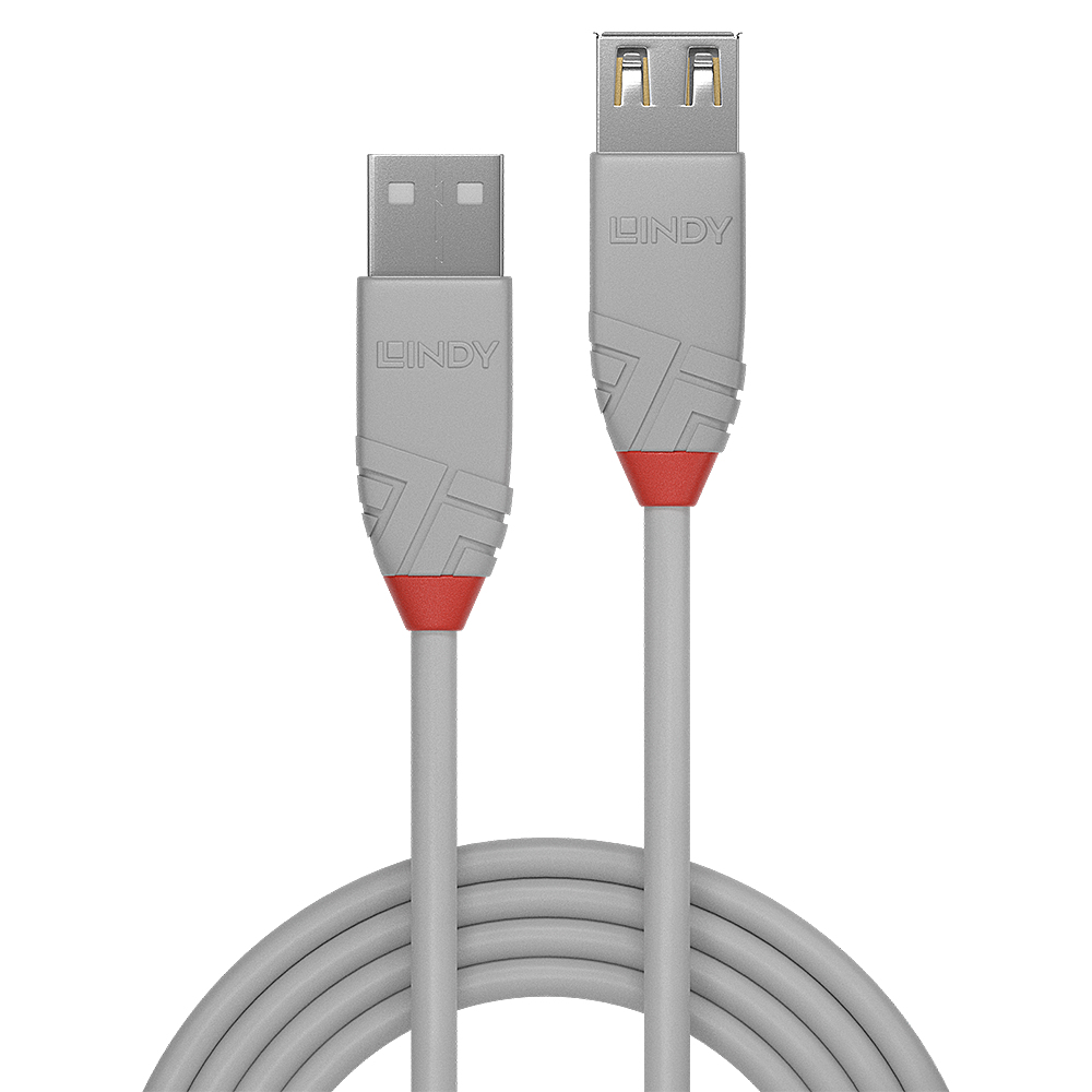 LINDY Extension Cable - USB-a Male  -  USB-a Female - Anthraline Grey - 3m
