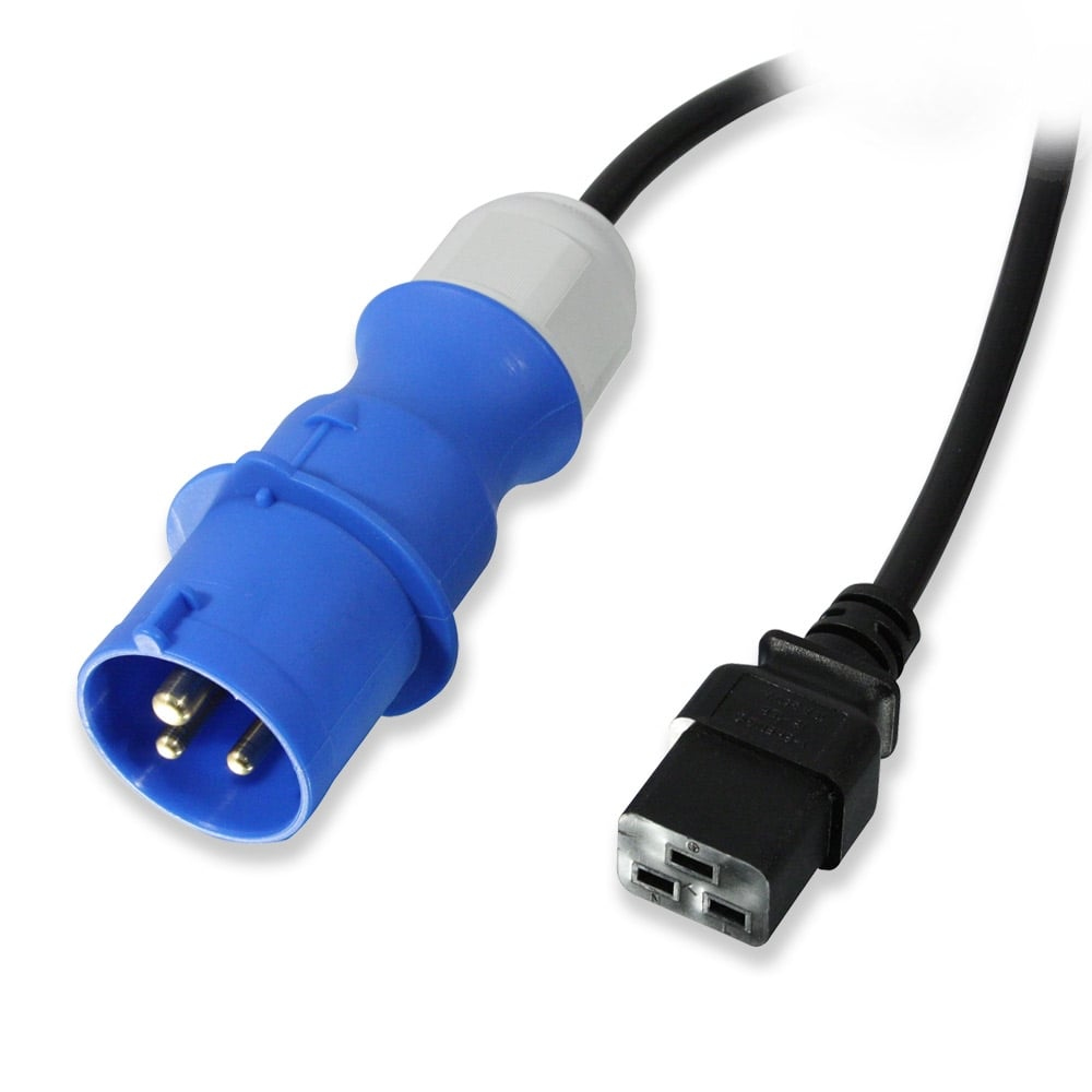 LINDY Power Lead  - 16a Commando Plug - 16a Iec C19 Socket - Black - 3m