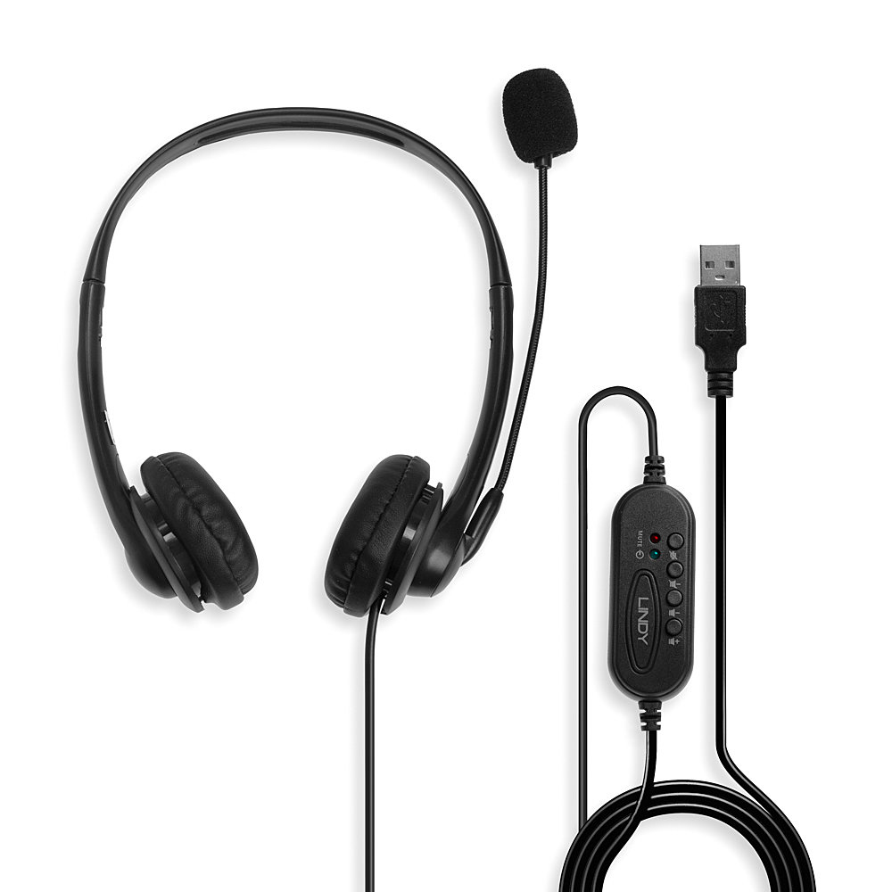 LINDY Headphone - USB Type A Wired - With In-line Control