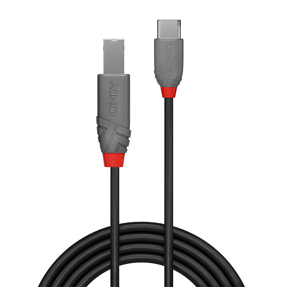 LINDY Cable - USB 2.0 - USB-c Male - USB-b Male - Anthraline  - 2m