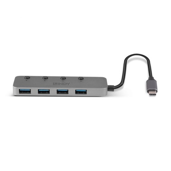 LINDY 4 Port USB 3.2 Type C Hub With On/off Switches