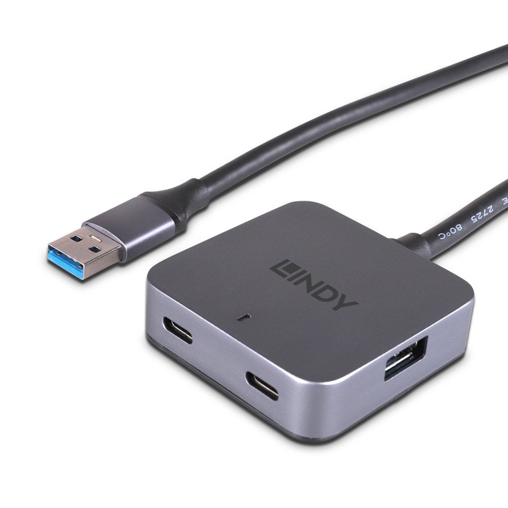 LINDY USB 3.0 Hub 4 Ports 2 USB Type C Und 2 USB Type A 5m
