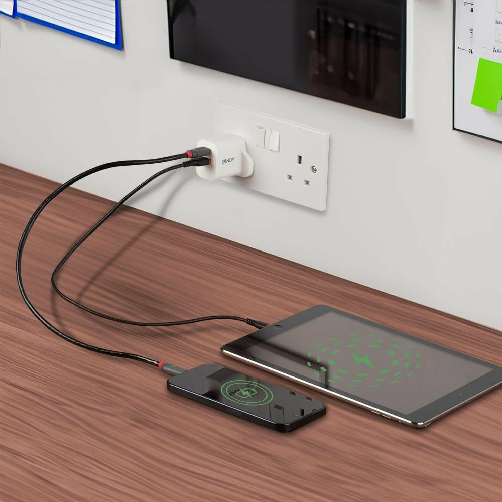 LINDY 30w USB Type A + C Charger Uk Plug