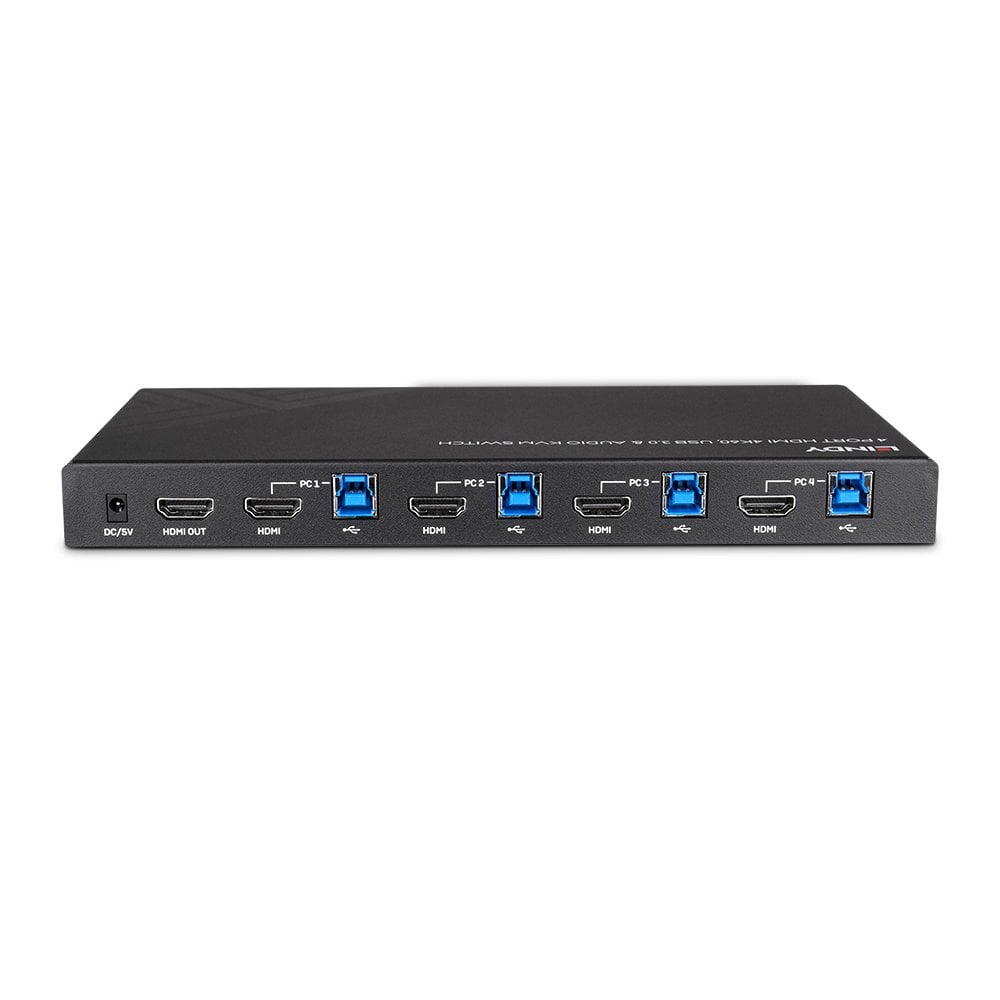 LINDY KVM Switch Hdmi 4k60 USB 3.0 Audio 4 Port