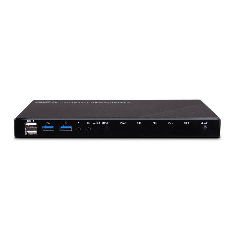 LINDY KVM Switch Hdmi 4k60 USB 3.0 Audio 4 Port
