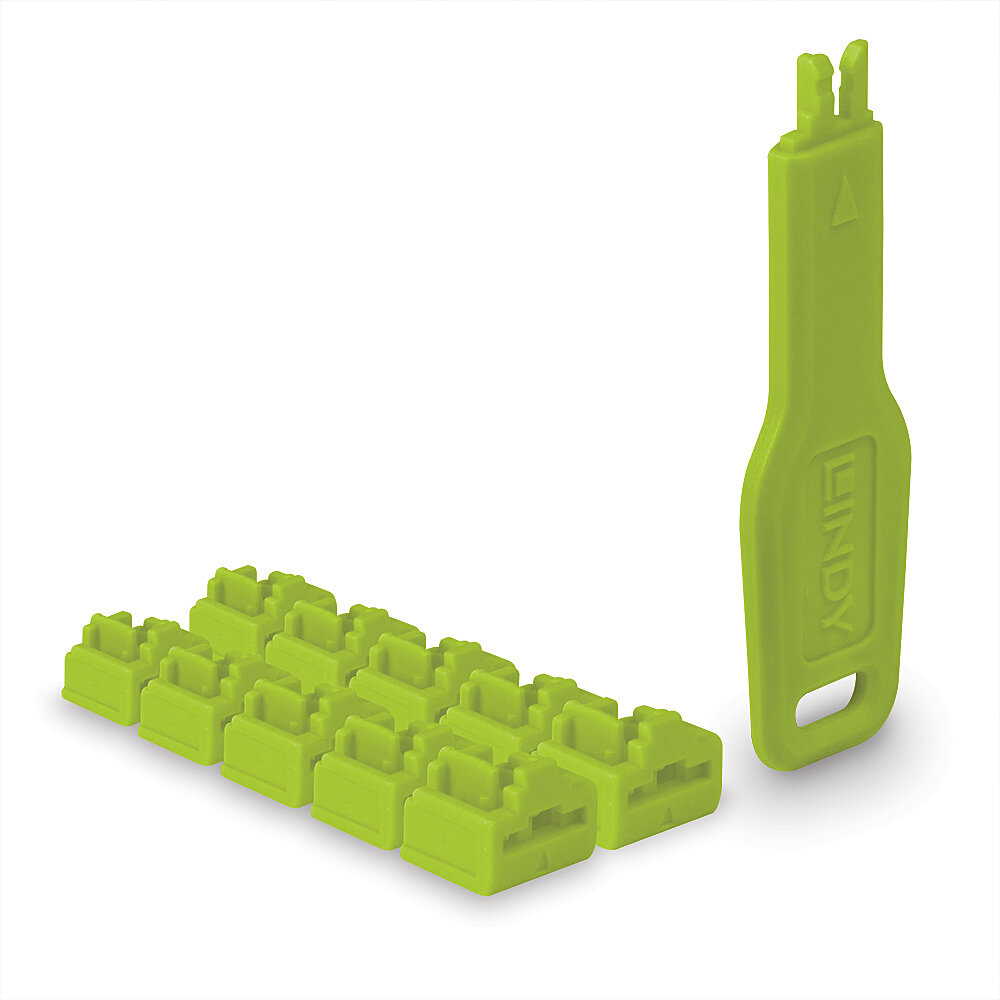LINDY Rj-45 Port Blockers - Pack Of 10 Green