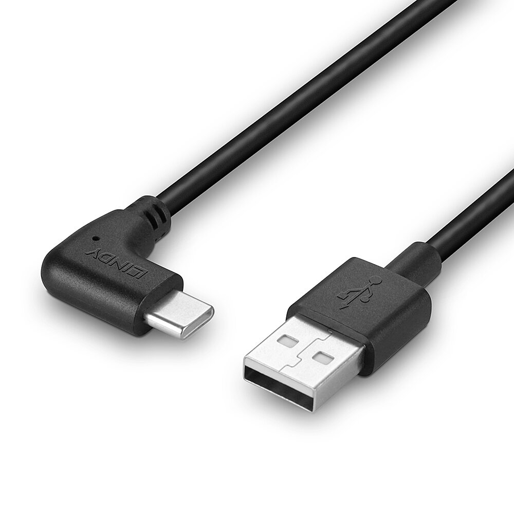 LINDY Cable - USB-a - USB-c - 1m - 90 Degree Right Angle Black