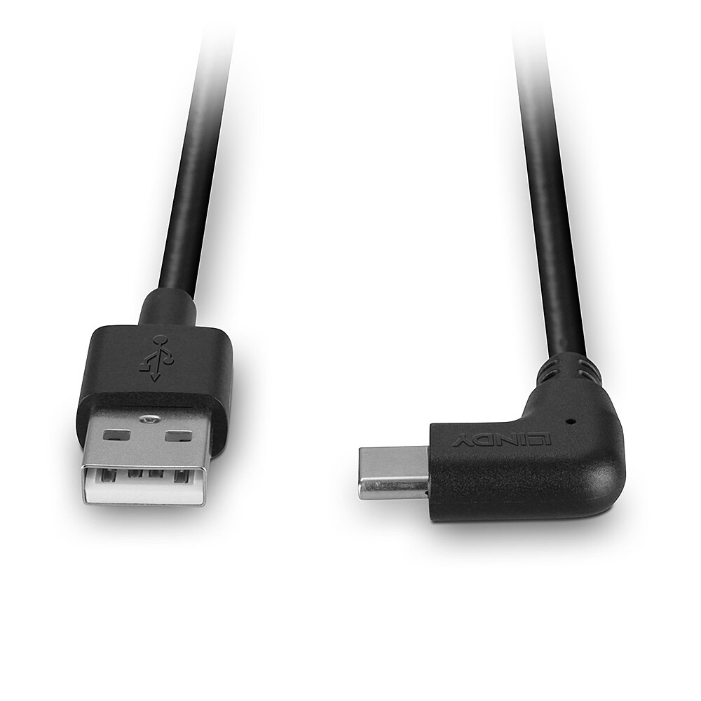 LINDY Cable - USB-a - USB-c - 1m - 90 Degree Right Angle Black