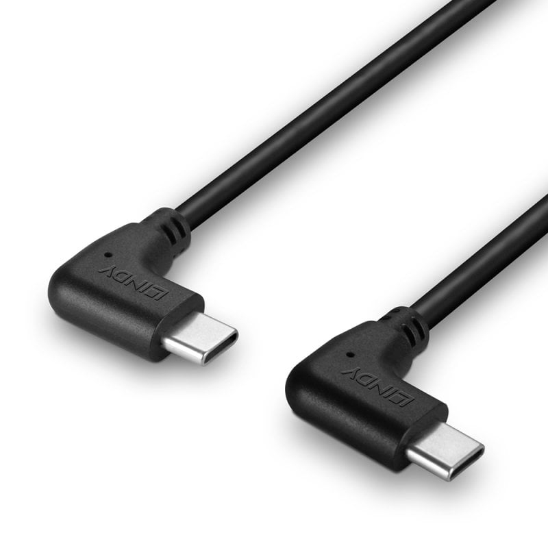 LINDY Cable - USB-c Male - USB-c  Male - 1m - 2 X 90 Degree Right Angle Black