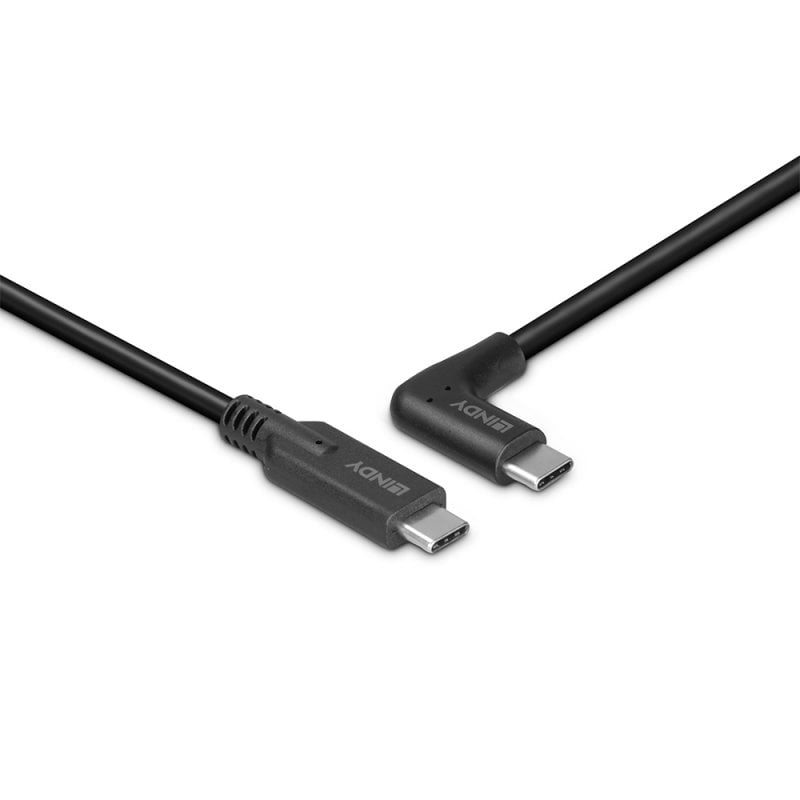 LINDY Cable - USB-c Male - USB-c  Male - 1m - 90 Degree Right Angle 10gbps Black