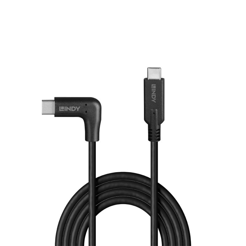LINDY Cable - USB-c Male - USB-c  Male - 1m - 90 Degree Right Angle 10gbps Black