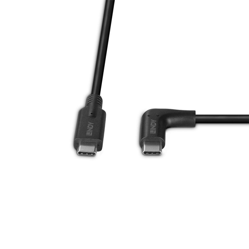 LINDY Cable - USB-c Male - USB-c  Male - 1m - 90 Degree Right Angle 10gbps Black