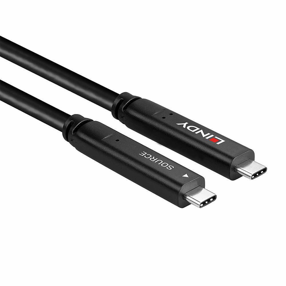 LINDY Hybrid Cable USB 3.2 G2- USB-c Male - USB-c  Male - 10m - Black With DisplayPort 1.4 4 Lanes