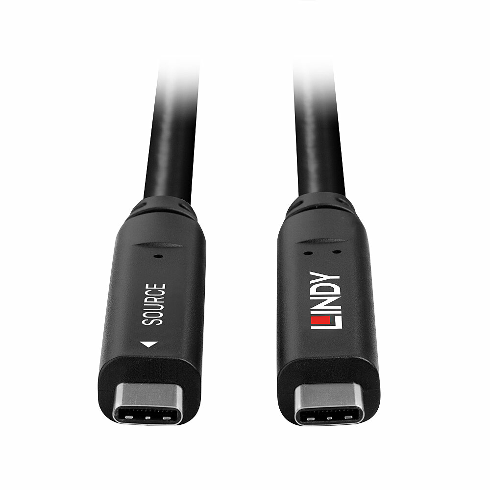LINDY Hybrid Cable USB 3.2 G2- USB-c Male - USB-c  Male - 10m - Black With DisplayPort 1.4 4 Lanes