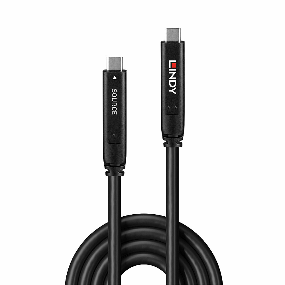 LINDY Hybrid Cable USB 3.2 G2- USB-c Male - USB-c  Male - 10m - Black With DisplayPort 1.4 4 Lanes