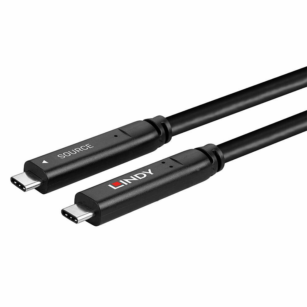 LINDY Hybrid Cable USB 3.2 G2- USB-c Male - USB-c  Male - 10m - Black With DisplayPort 1.4 4 Lanes