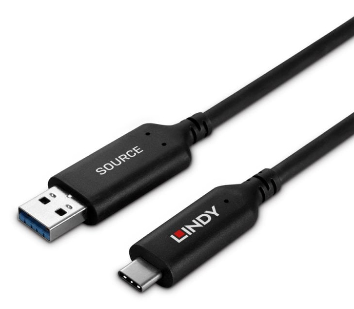 LINDY Hybrid Cable USB 3.2 5gbps - USB-a Male - USB-c  Male - 10m - Black