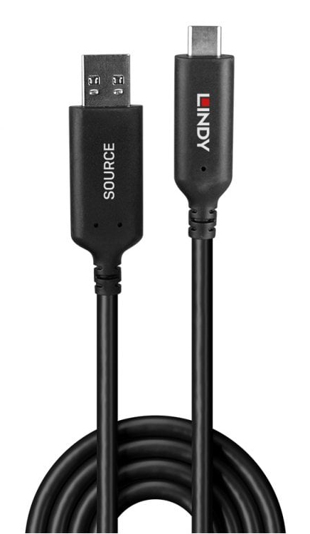 LINDY Hybrid Cable USB 3.2 5gbps - USB-a Male - USB-c  Male - 10m - Black
