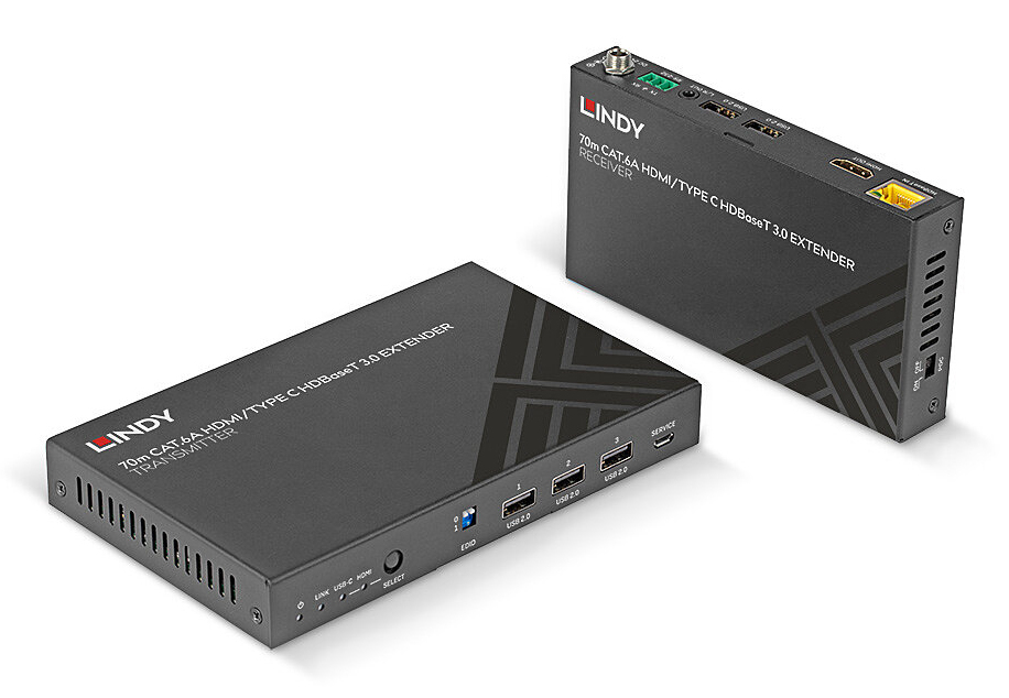 LINDY CAT6a Hdmi 4k60 & Type C Hdbaset 3.0 KVM Extender 70m
