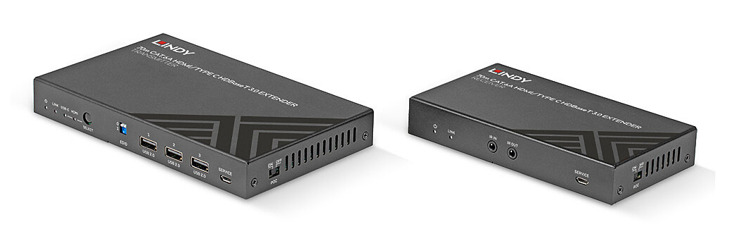 LINDY CAT6a Hdmi 4k60 & Type C Hdbaset 3.0 KVM Extender 70m