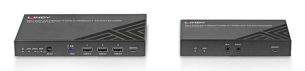 LINDY CAT6a Hdmi 4k60 & Type C Hdbaset 3.0 KVM Extender 70m
