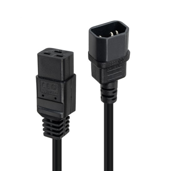LINDY Mains Cable  - C14 - C19 - 1m - Black