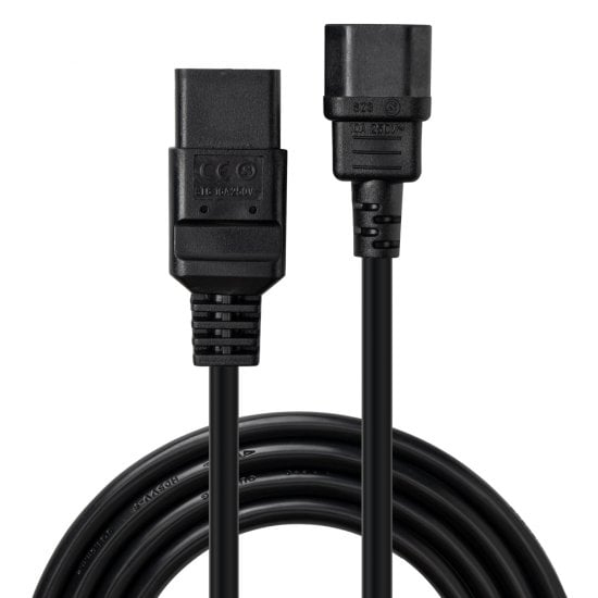 LINDY Mains Cable  - C14 - C19 - 1m - Black