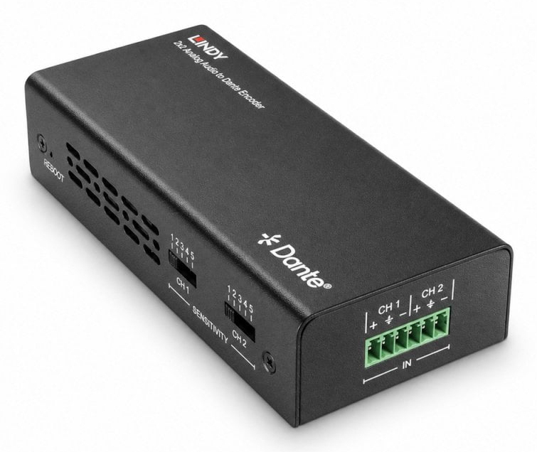 LINDY 2ch Analog Audio To Dante Encoder