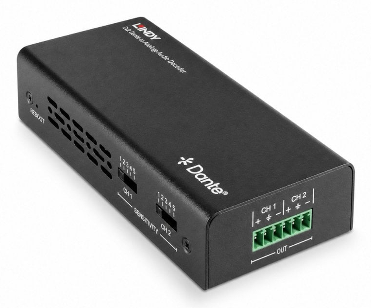 LINDY 2ch Dante To Analog Audio Decoder