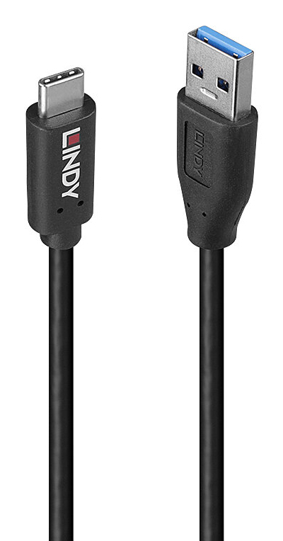 LINDY Cable - USB-a - USB-c - 1m 10gbps Grs - Black