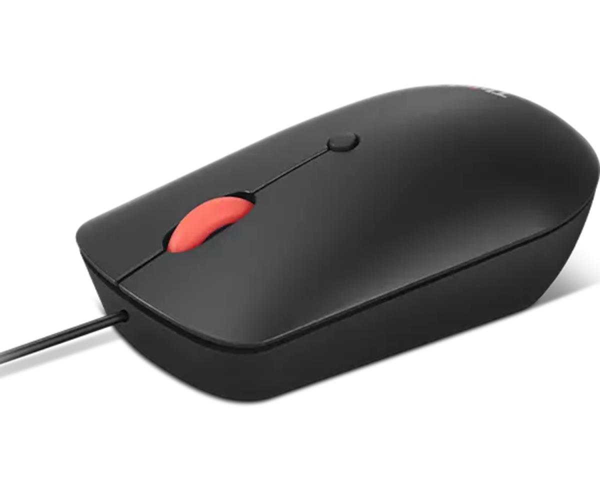 LENOVO Wired Mouse - Compact - USB-C - Blue optical - Black