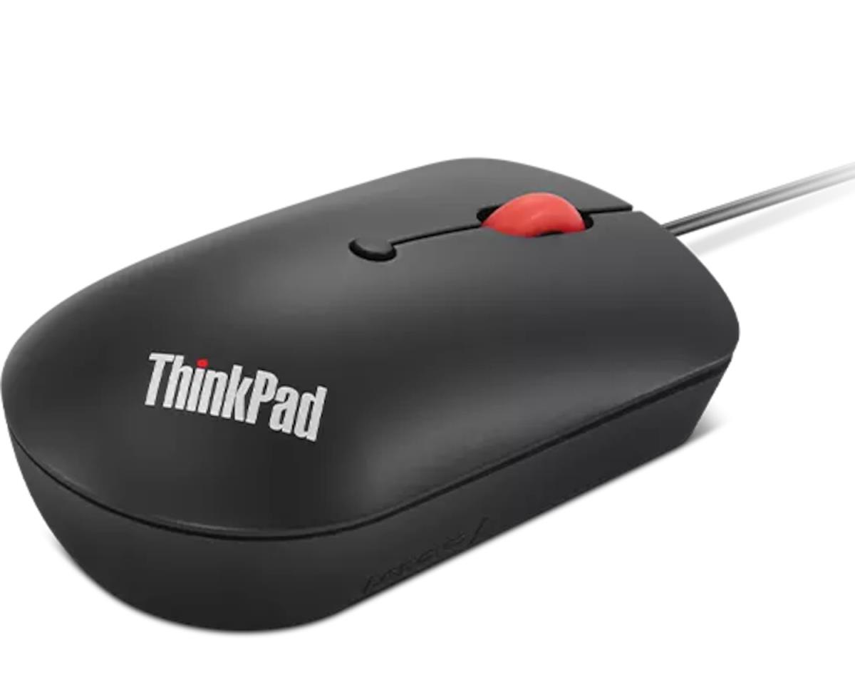 LENOVO Wired Mouse - Compact - USB-C - Blue optical - Black