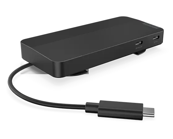 LENOVO USB-C Dual Display Travel Dock - HDMI 2.1 /  DP 1.4 / USB-A / 2x USB-C 10 Gbps / GbE  - 65W USB Power Delivery - with power adapter UK