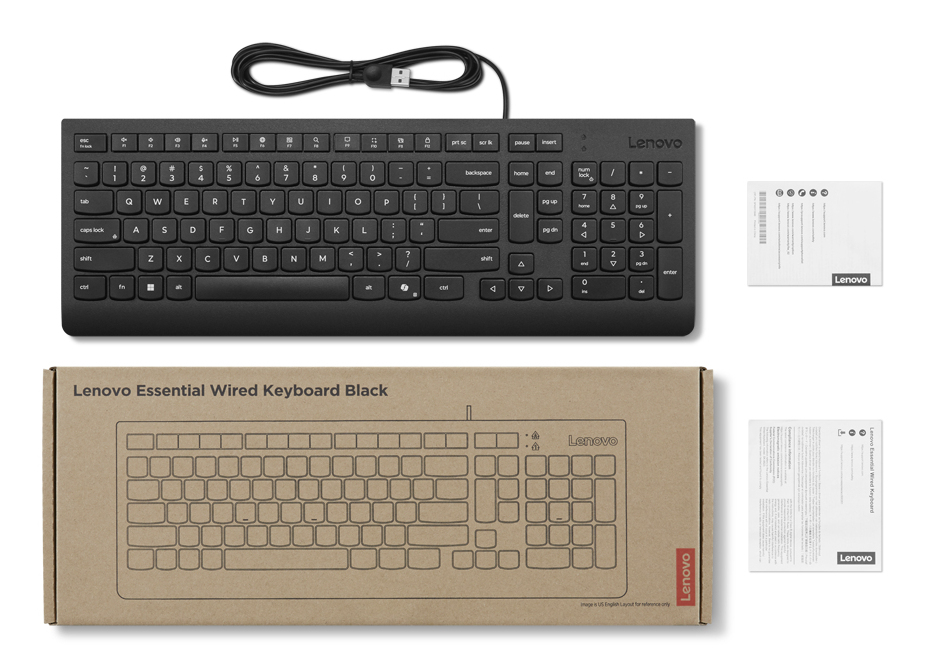LENOVO Essential Wired Keyboard Black - Qwerty UK