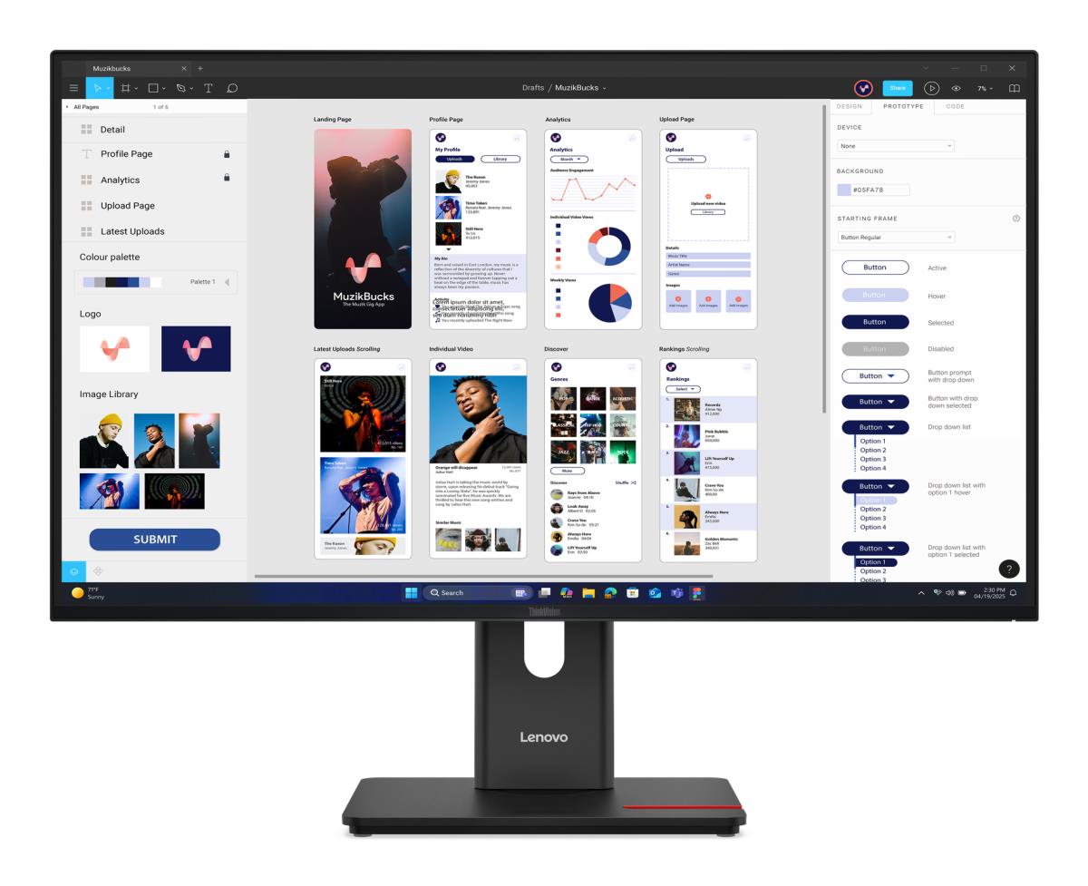 LENOVO Desktop USB-C Monitor - T32UD-40 - 32in - 3840x2160 (4K UHD) - 4ms IPS USB Hub