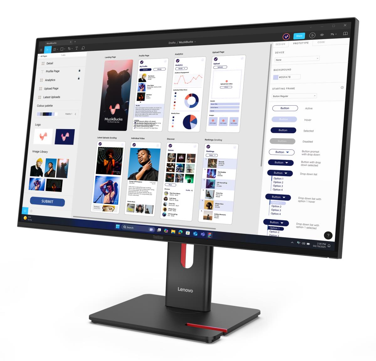 LENOVO Desktop USB-C Monitor - T32UD-40 - 32in - 3840x2160 (4K UHD) - 4ms IPS USB Hub